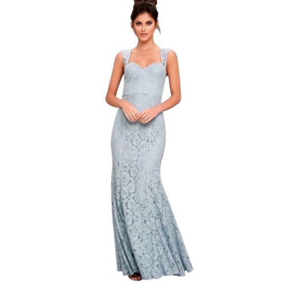 Lulus Dresses & Skirts - Lulu's Gray Rosetta Floral Lace Dress